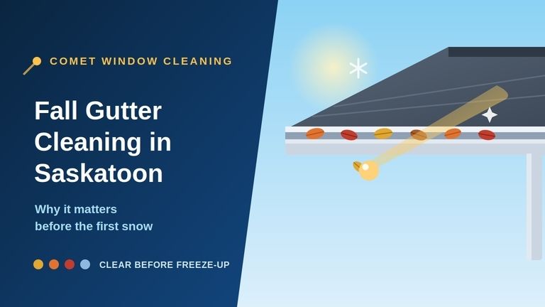 Fall gutter cleaning on a Saskatoon home before winter