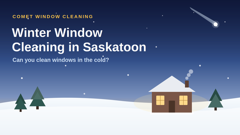 Winter window cleaning on a Saskatoon home with frost on the glass edges